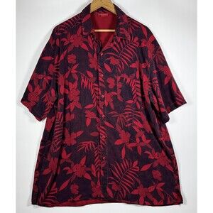 Tianello Shirt Mens XL Hawaiian Camp Button Up Made USA Floral Rayon Tencel